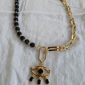 Gold and Black Eye Pendant Necklace